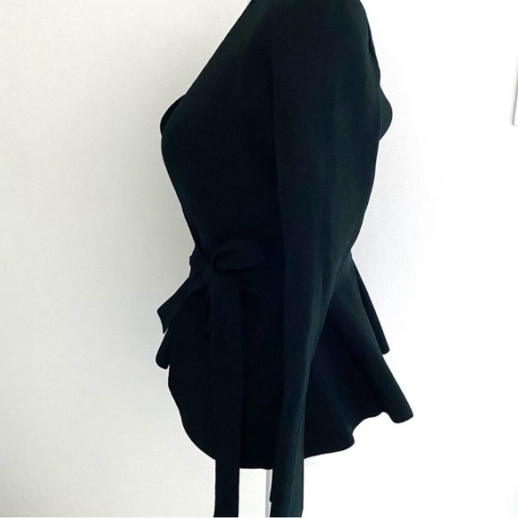 Scanlan Theodore Crepe Knit Peplum Wrap Jacket Bottle Green Size Small - Picture 5 of 8